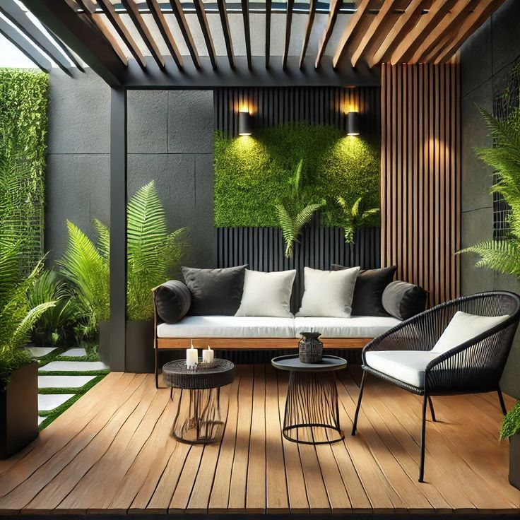 Terrace lounge with pergola design Lucknow